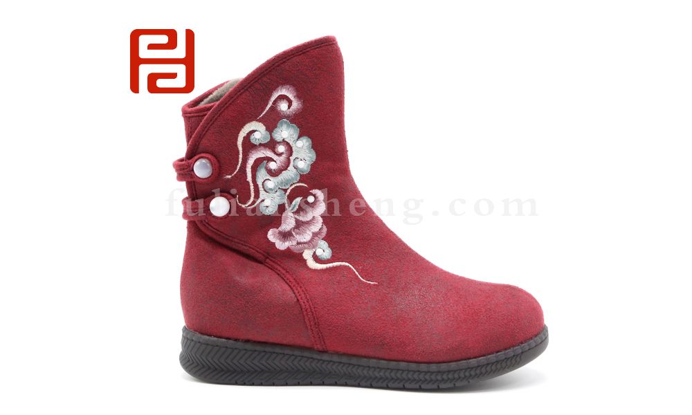 福連升老北京布鞋女鞋冬加絨保暖傳統(tǒng)中國風(fēng)刺繡靴子圖片