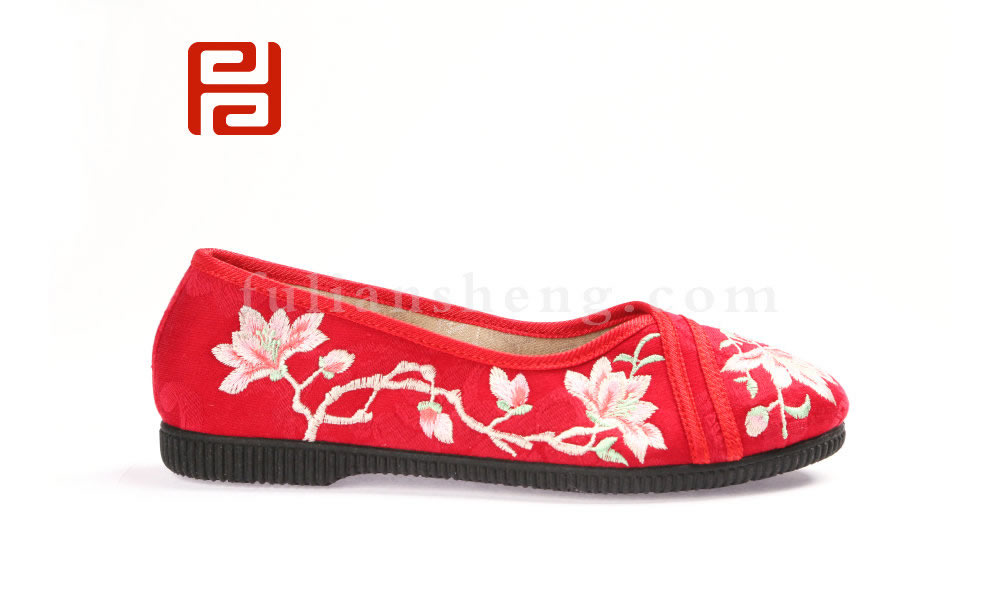福連升女士花朵刺繡復(fù)古中國風(fēng)淺口單鞋老北京布鞋(圖2)